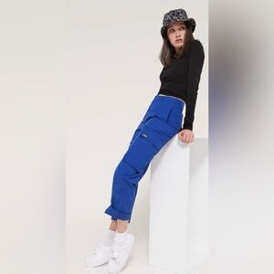 Stussy Blue Cargo Pants with Rolled Cuffs